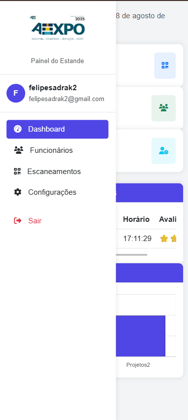 Configurações do Estande